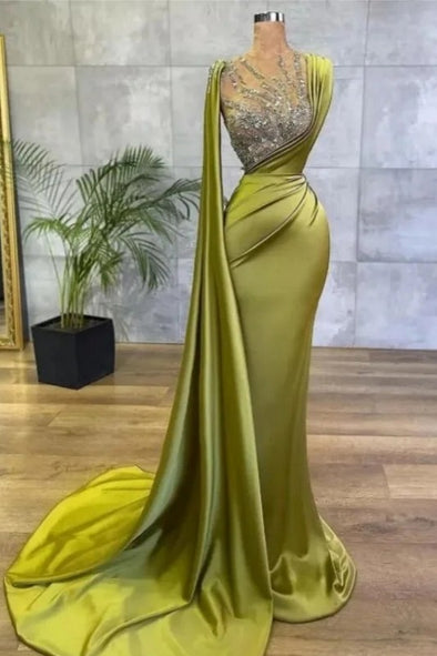 One Shoulder With Cape Mermaid Evening Dresses