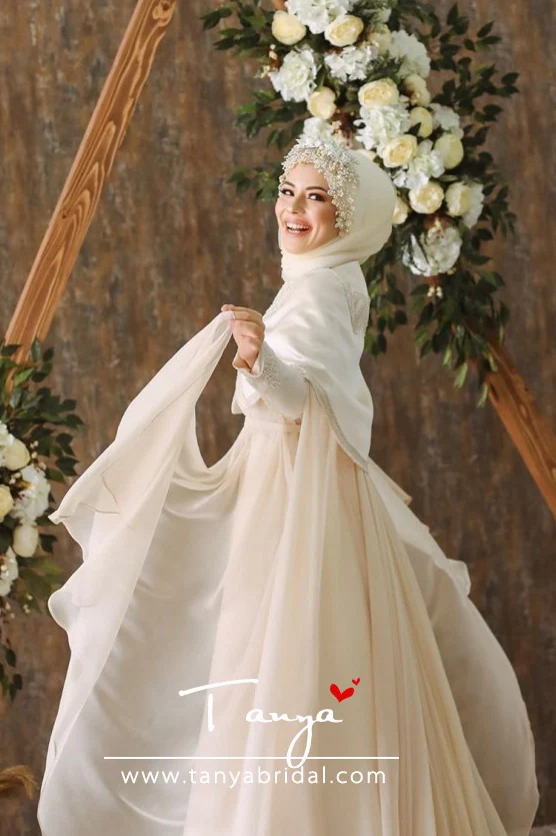 Long Sleeves Muslim Wedding Dresses With Cape DQG1100