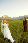 #DZ9350 V Neck Half Sleeves A Line Taffeta Lawn Wedding Dress
