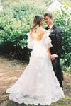 #DZ9354 A Line Wedding Dress Tiered Ruffles