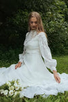 #DZ9334 Long Bishop Sleeves Appliques Lace Wedding Dresses