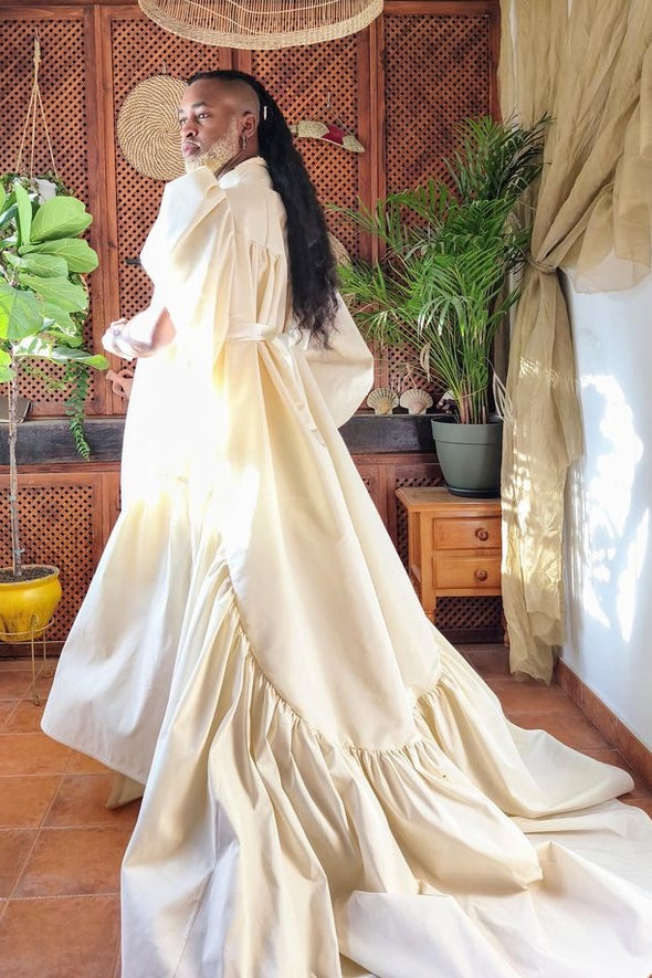 #DZ9355 A-Line Ivory Taffeta Wedding Cape