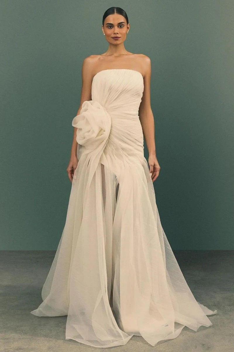 ivory organza dress Gamine Pintuck Silk Organza Dress In Ivory 1