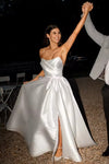 #DZ9333 Wedding Dress Modern Side Split Gathering Skirt