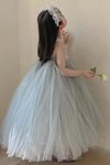 Grey Blue Simple Pretty Little Girl Dress