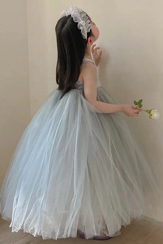 Grey Blue Simple Pretty Little Girl Dress