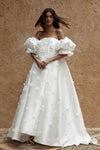 Voluminous Sleeves Delicately 3D flower Appliqué Bridal Gowns DW777