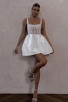 Spaghetti Straps Beads Pearls Sheer Corset Wedding Dress