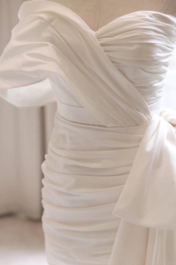 Taffeta Short Mini Pleats Wedding Dress