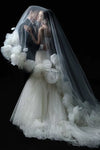 Romantic 3D Flowers Wedding Long Veils Without Comb  ZV075