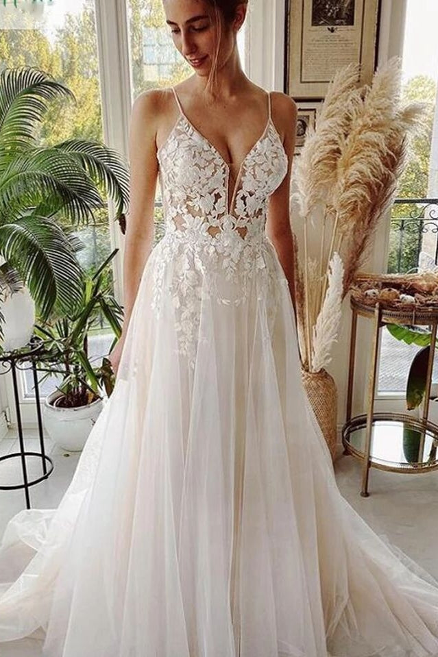 Sheer Illusion Beach Wedding Dresses TANYA BRIDAL Sheer Illusion Beach Wedding Dresses TANYA BRIDAL
