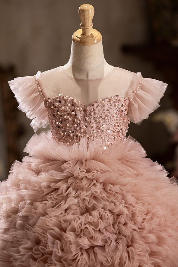 Girl's Fluffy Dress, Birthday Piano Performance Costume