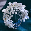 HP675  Bride Luxury Accessories White Resin Leaves Colorful Rhinestone Hair Hoop