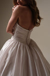 #DZ9406 Taffeta Wedding Dress Zipper Buttons Back