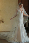 Off White 3 Meters Pearls Long Wedding Veil With Butterfly