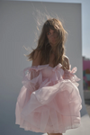 Pink Organza A Line Short Mini Homecoming Dress With Detachable Sleeves