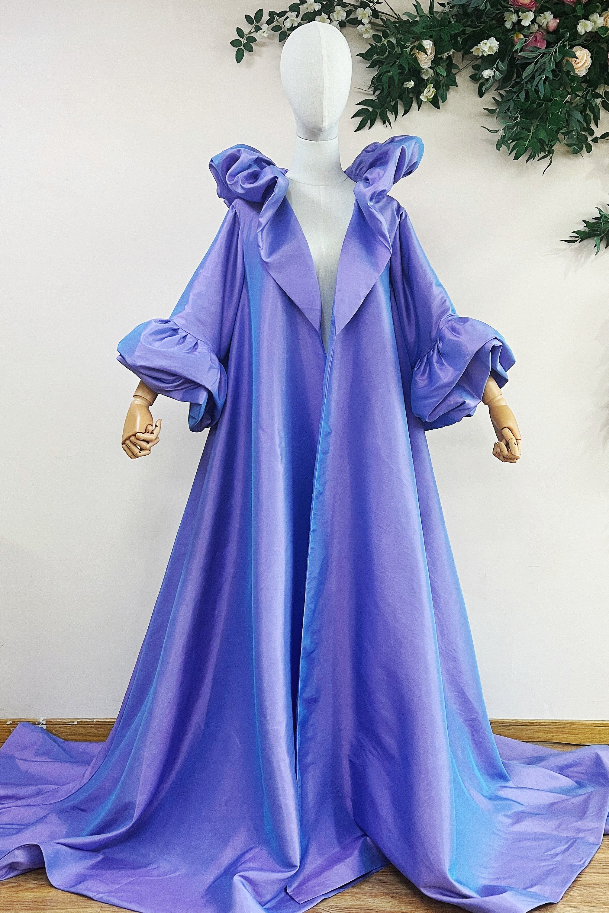 Lavender Taffeta Evening Coat With Flare Sleeves TANYA BRIDAL Lavender Taffeta Evening Coat With Flare Sleeves TANYA BRIDAL
