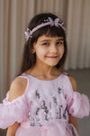 Bohemian A Line Pink Flower Girl Dress Off The Shoulder Party Gown