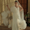 V398 long handmade rose flower bridal veil