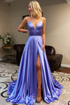 Lavender Long Prom Dresses Sexy Side Slit Formal Gown 03101504