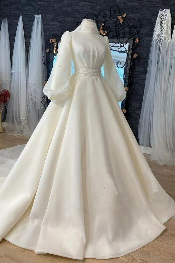 Organza Pearls Muslim Hijab Wedding Dress – TANYA BRIDAL Organza Pearls Muslim Hijab Wedding Dress – TANYA BRIDAL