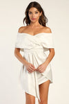 Simple Off White Homecoming Dress Soft Satin