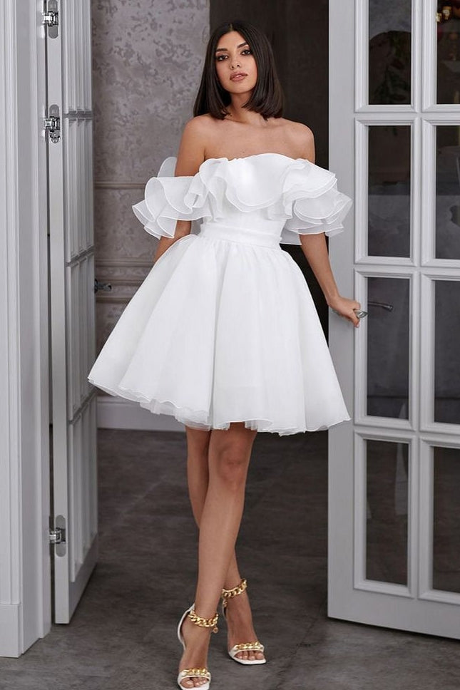 Knee Length White Off The Shoulder Homecoming Dress White Off Shoulder Lace Short Prom Dress Lace Knee Length White Off The Shoulder Homecoming Dress White Off Shoulder Lace Short Prom Dress Lace