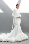 Muslim Wedding Dress Full Sleeves 3d Flower Ruffled Hem