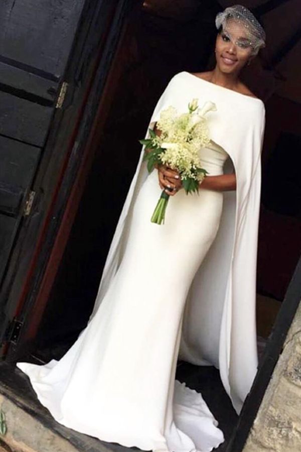 Glorious Mermaid With Capes Wedding Dresses TANYA BRIDAL Glorious Mermaid With Capes Wedding Dresses TANYA BRIDAL