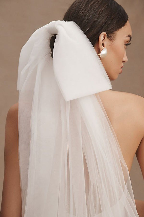 Long Bow Veil Romantic Simple Bridal Head Accessories 243191035