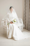 Stand Neck Long Sleeves Wedding Dress Modest Bridal Gown
