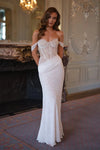 #DZ9364 Gorgeous Pleated Lace Mermaid Wedding Dress Off Shoulder