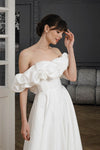 #DZ9346 Off The Shoulder Long A Line Satin Wedding Dress