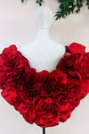 Red 3D Rose Flower Wedding Cape Luxury Bride Unique Wrap