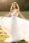 #DZ9363 Boho Embroidery Lace Wedding Dresses For Bride