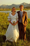 #DZ9350 V Neck Half Sleeves A Line Taffeta Lawn Wedding Dress
