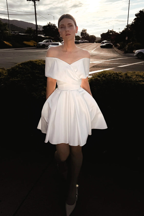 #DZ9405 Satin Wedding Dress With Overskirt