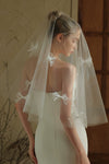 Simple Wedding Veil With Bow,No Comb