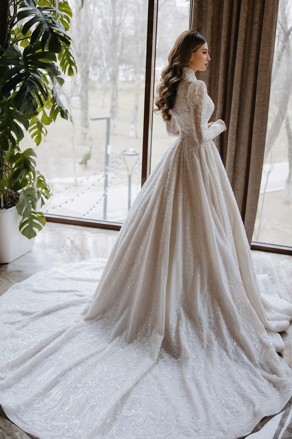 Luxury Wedding Dresses Beading Sequins V Neck Long Sleeves – TANYA BRIDAL Luxury Wedding Dresses Beading Sequins V Neck Long Sleeves – TANYA BRIDAL