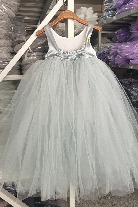 Grey Blue Simple Pretty Little Girl Dress