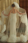 V398 long handmade rose flower bridal veil