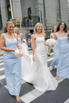Straps Sheath Square Neck Sleeveless Long Bridesmaid Dress