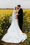 #DZ9352 Simple Satin Off The Shoulder Wedding Dress