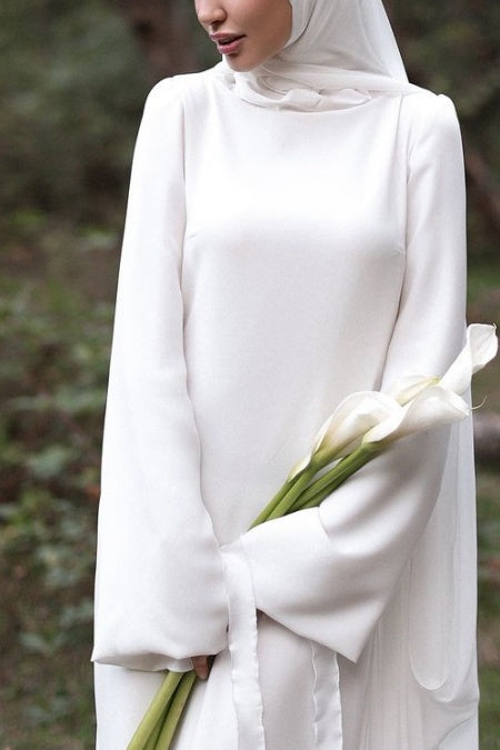 Simple Long Muslim Wedding Dress Mermaid Bridal Gown TANYA BRIDAL Simple Long Muslim Wedding Dress Mermaid Bridal Gown TANYA BRIDAL