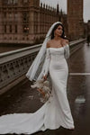 #DZ9419 Elegant Off Shoulder Long Sleeve Mermaid Wedding Dress