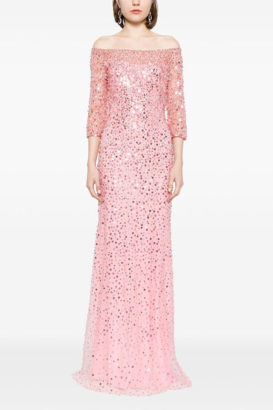 #DZ9391 Pink And Black Shiny Long Bling Bling Women Evening Dress