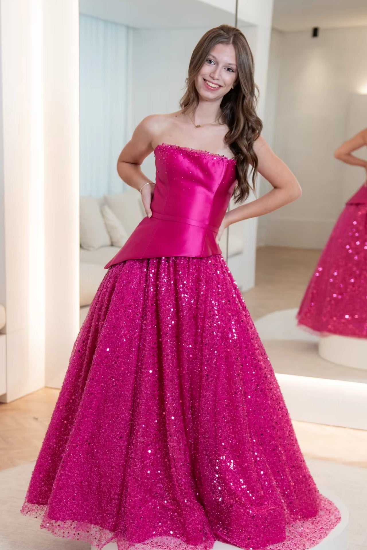 DZ9677 Fuchsia Strapless Evening Dress Prom Gown – TANYA BRIDAL