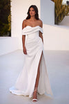 Sophisticated Wedding Gown Off-The-Shoulder Side Slit DW896