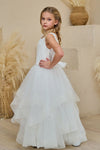 Lovely White Lace Girl Party Dress V Back
