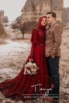 Chiffon Burgundy Elegant Arabic Muslim Wedding Dresses DQG923